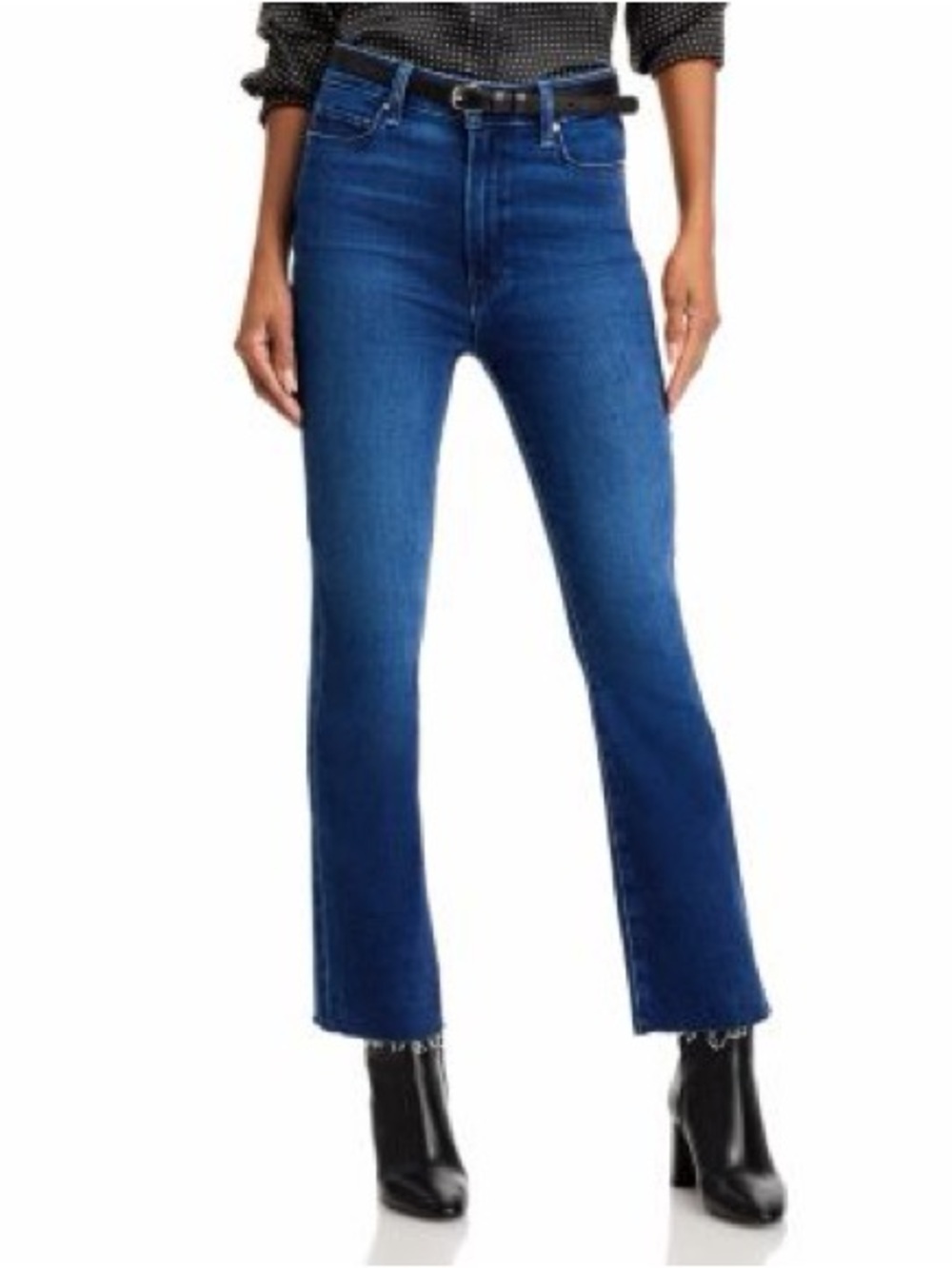 Paige Jeans Women's Size 26 Claudine Flared Denim Raw Hem Med Sail Away Wash